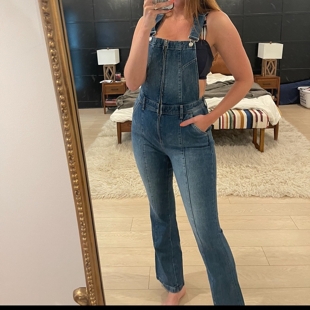 Free People Zip Front Overalls Sz L